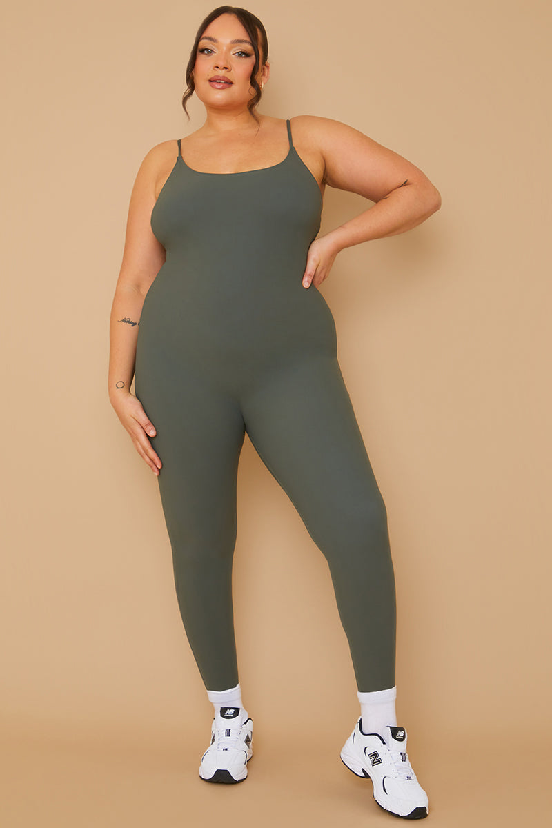 Ribbed Sculpt and Control Strappy Full Length Unitard