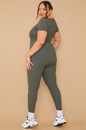 Ribbed Short Sleeve Sculpt and Control Full Length Unitard