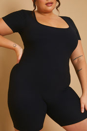 Ribbed Short Sleeve Sculpt and Control Unitard