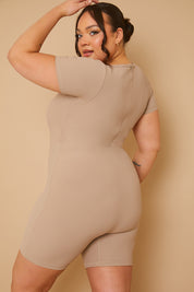 Ribbed Short Sleeve Sculpt and Control Unitard