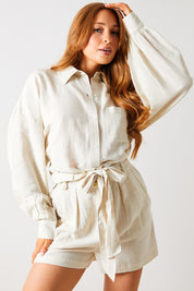 Linen Look Tie Waist Shorts