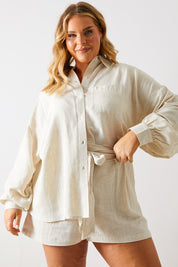 Linen Look Tie Waist Shorts