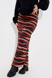 PRINTED MESH MIDAXI SKIRT 