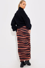 PRINTED MESH MIDAXI SKIRT 