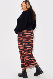 PRINTED MESH MIDAXI SKIRT 