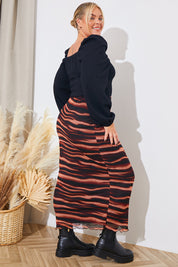 PRINTED MESH MIDAXI SKIRT 