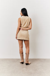 Brown Faux Suede Mini Skirt
