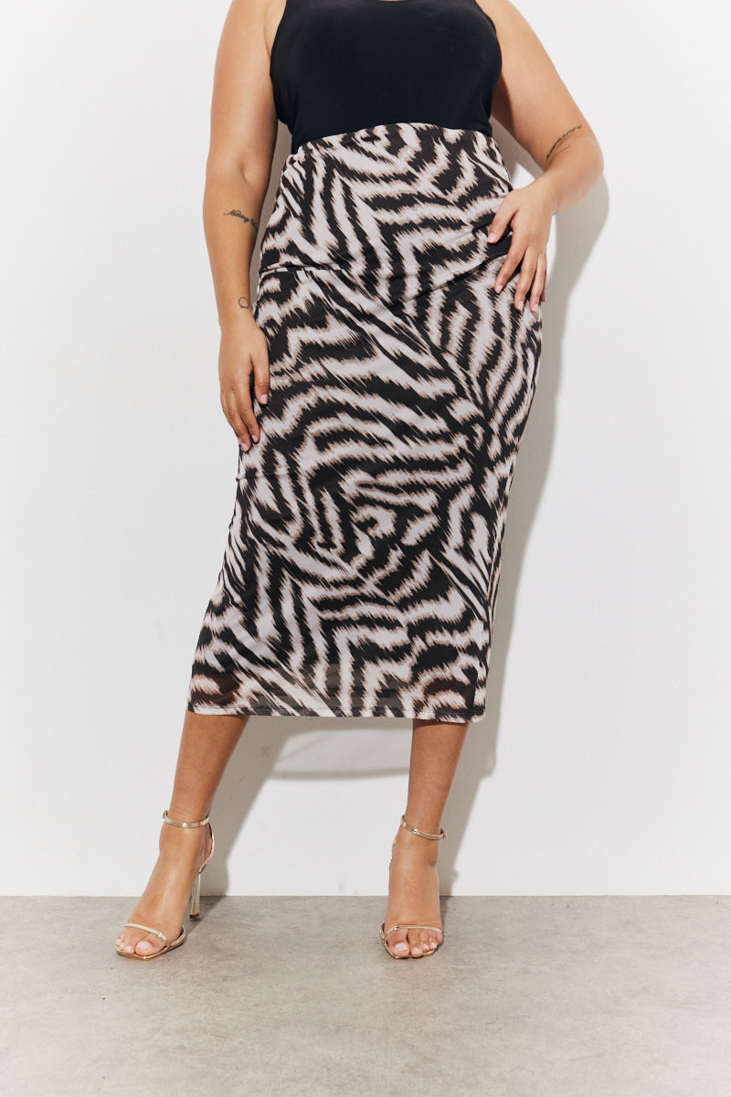Printed Magisculpt Bodycon Midi Skirt