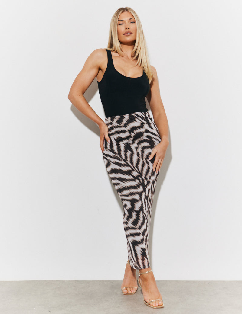 Printed Magisculpt Bodycon Midi Skirt