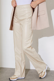 Premium Leather Look Straight Leg Trousers
