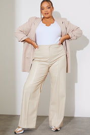 Premium Leather Look Straight Leg Trousers