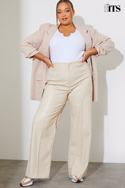 Premium Leather Look Straight Leg Trousers