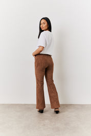 Faux Suede Straight Leg Trouser