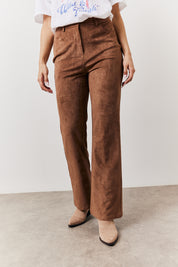Faux Suede Straight Leg Trouser