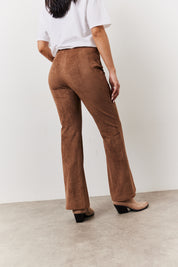 Faux Suede Straight Leg Trouser