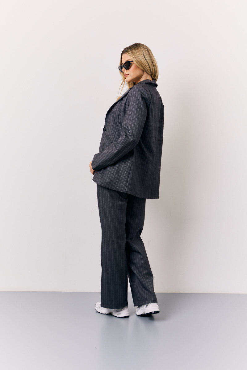 Pinstripe Wide Leg Tailored Trouser