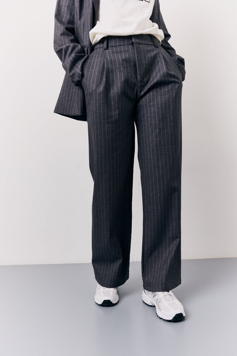 Pinstripe Wide Leg Tailored Trouser
