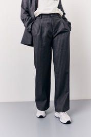 Pinstripe Wide Leg Tailored Trouser