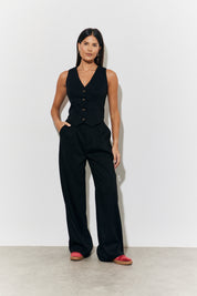Brushed Tailored High Waist Trousers