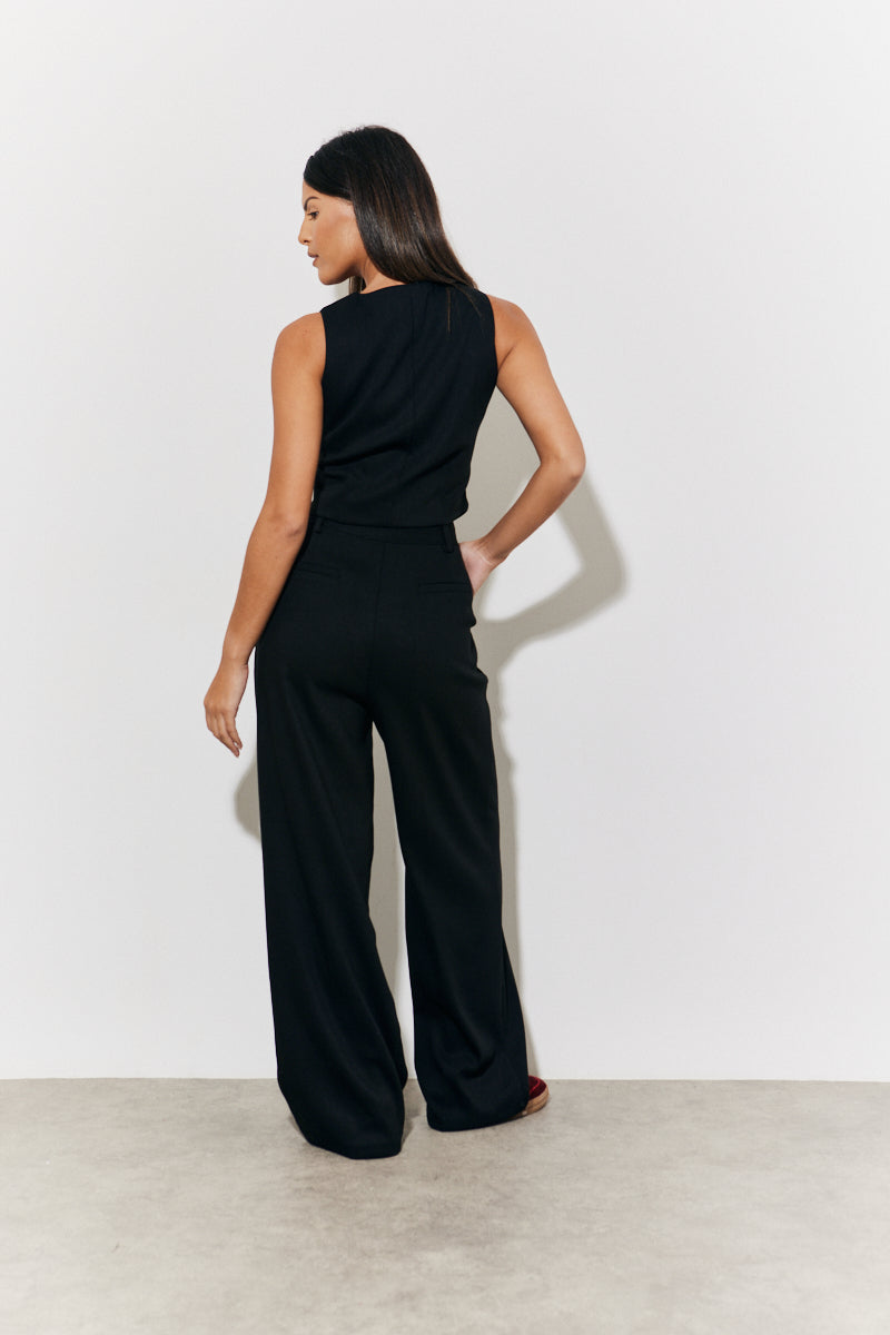 Brushed Tailored High Waist Trousers
