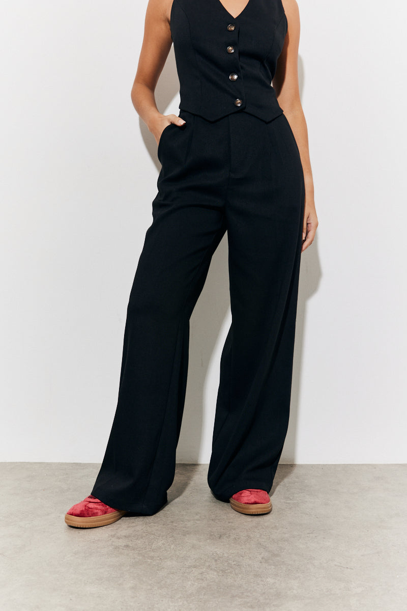 Brushed Tailored High Waist Trousers