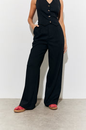 Brushed Tailored High Waist Trousers