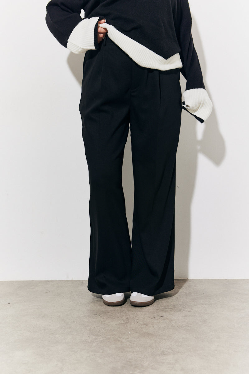 Brushed Tailored High Waist Trousers