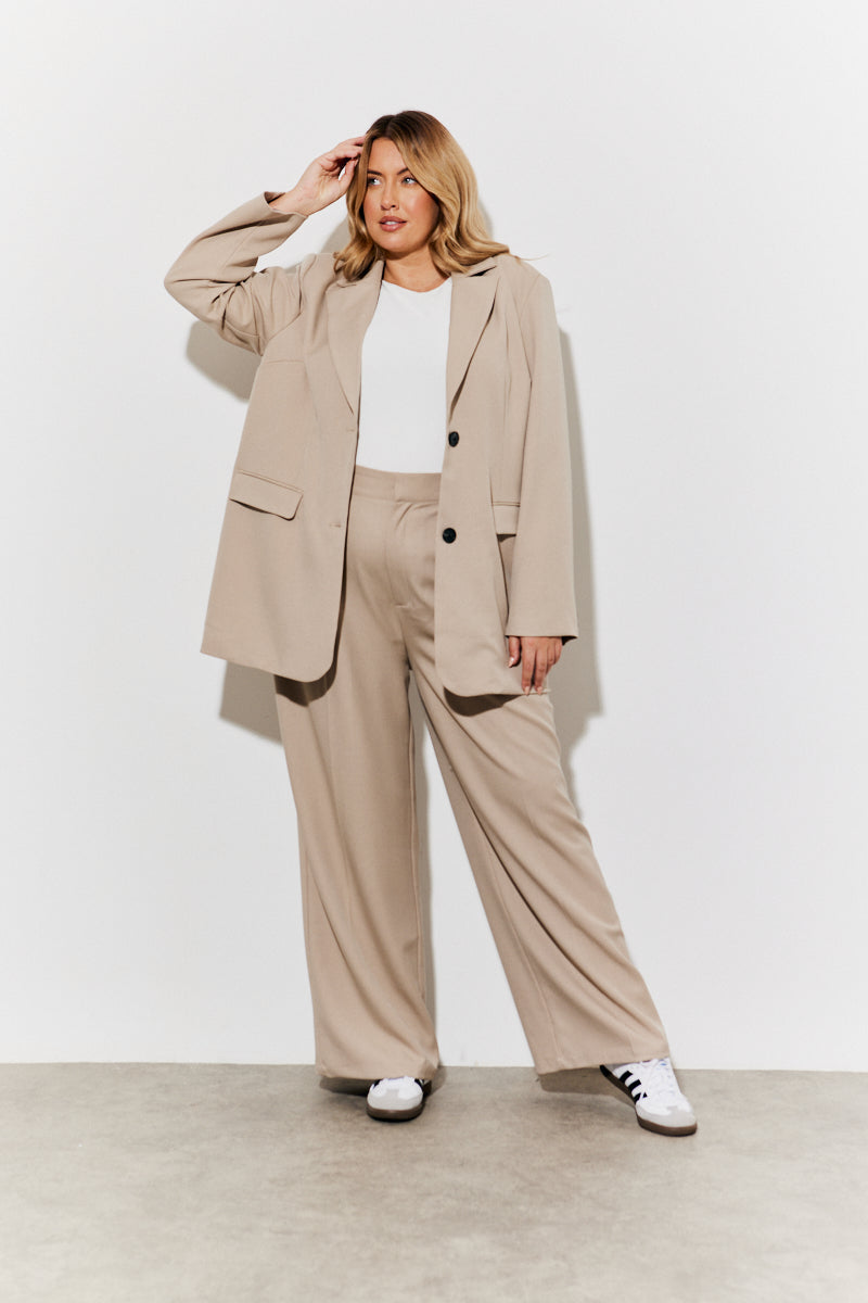 Brushed Tailored High Waist Trousers
