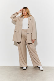 Brushed Tailored High Waist Trousers