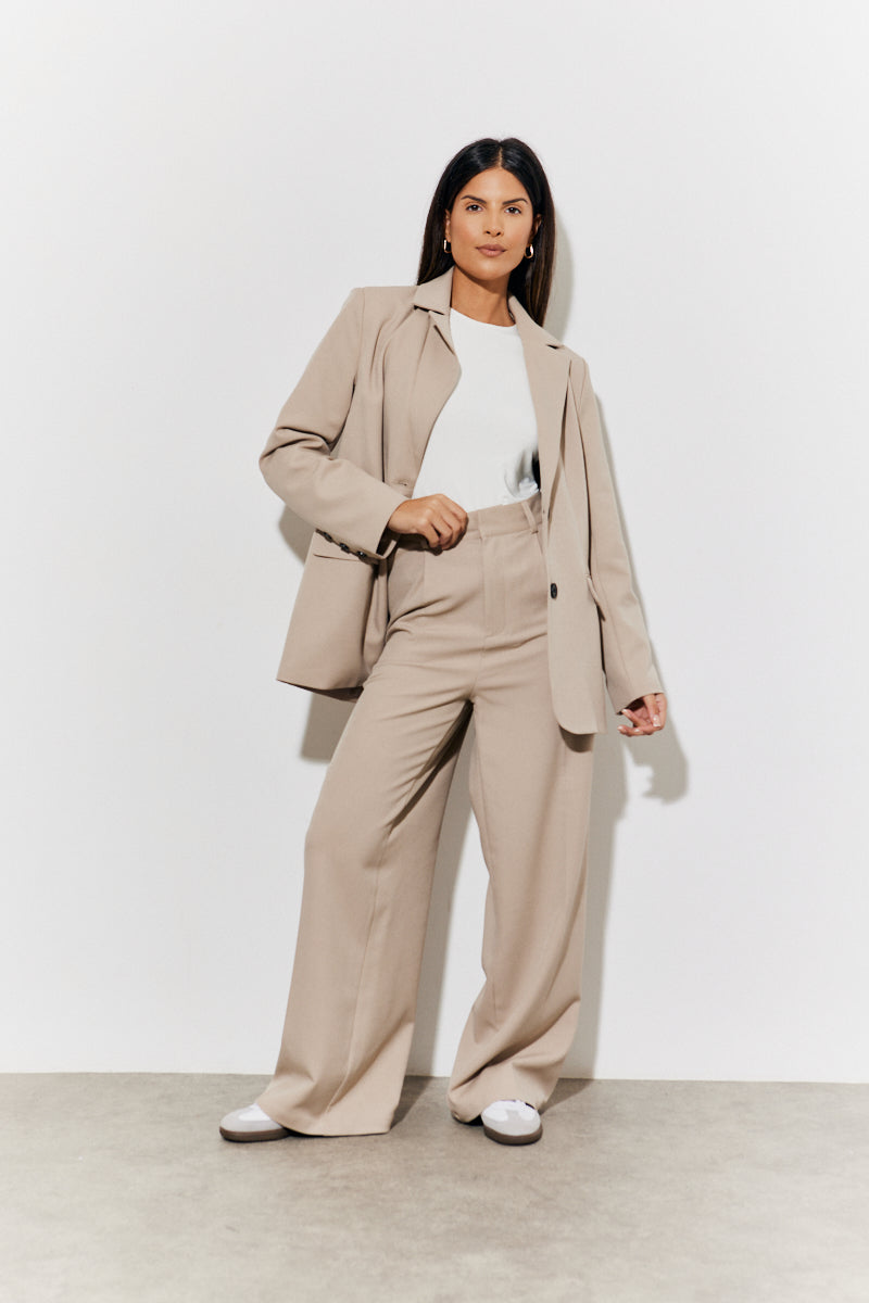Brushed Tailored High Waist Trousers