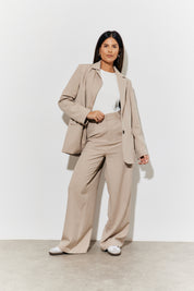 Brushed Tailored High Waist Trousers