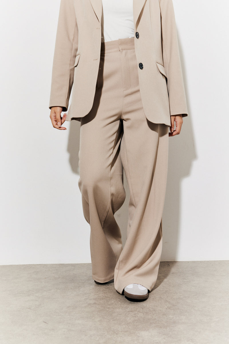 Brushed Tailored High Waist Trousers