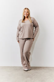 Brushed Rib Flare Leg Co Ord Trouser