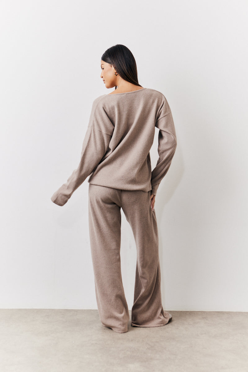 Brushed Rib Flare Leg Co Ord Trouser