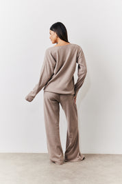 Brushed Rib Flare Leg Co Ord Trouser