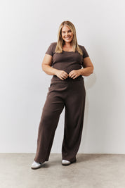 Brushed Rib Wide Leg Co Ord Trousers