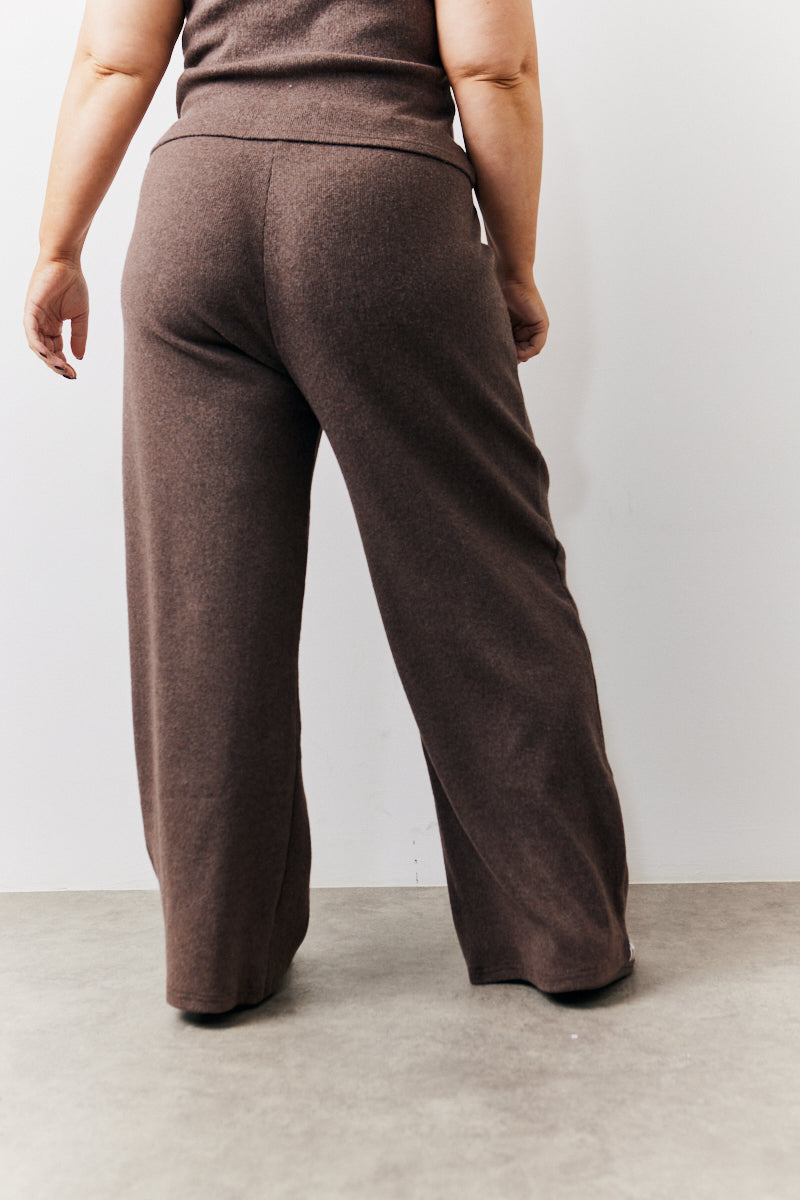 Brushed Rib Wide Leg Co Ord Trousers
