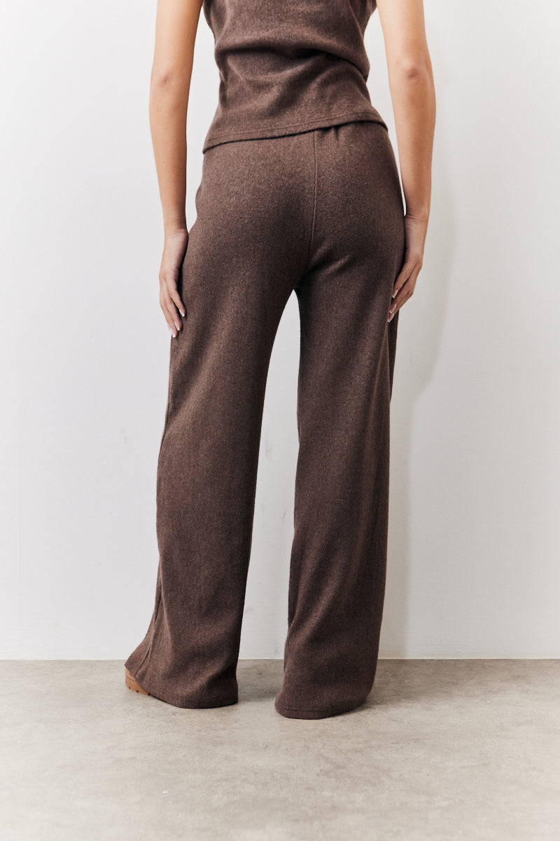 Brushed Rib Wide Leg Co Ord Trousers
