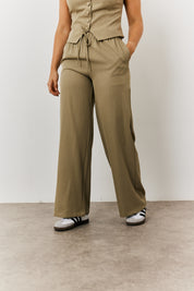 Elasticated Mid Rise Wide Leg Trouser