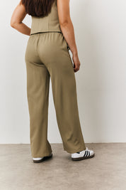 Elasticated Mid Rise Wide Leg Trouser
