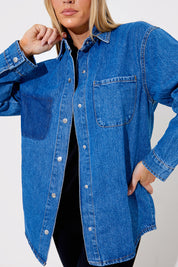 Denim Shirt With Contrast Pocket