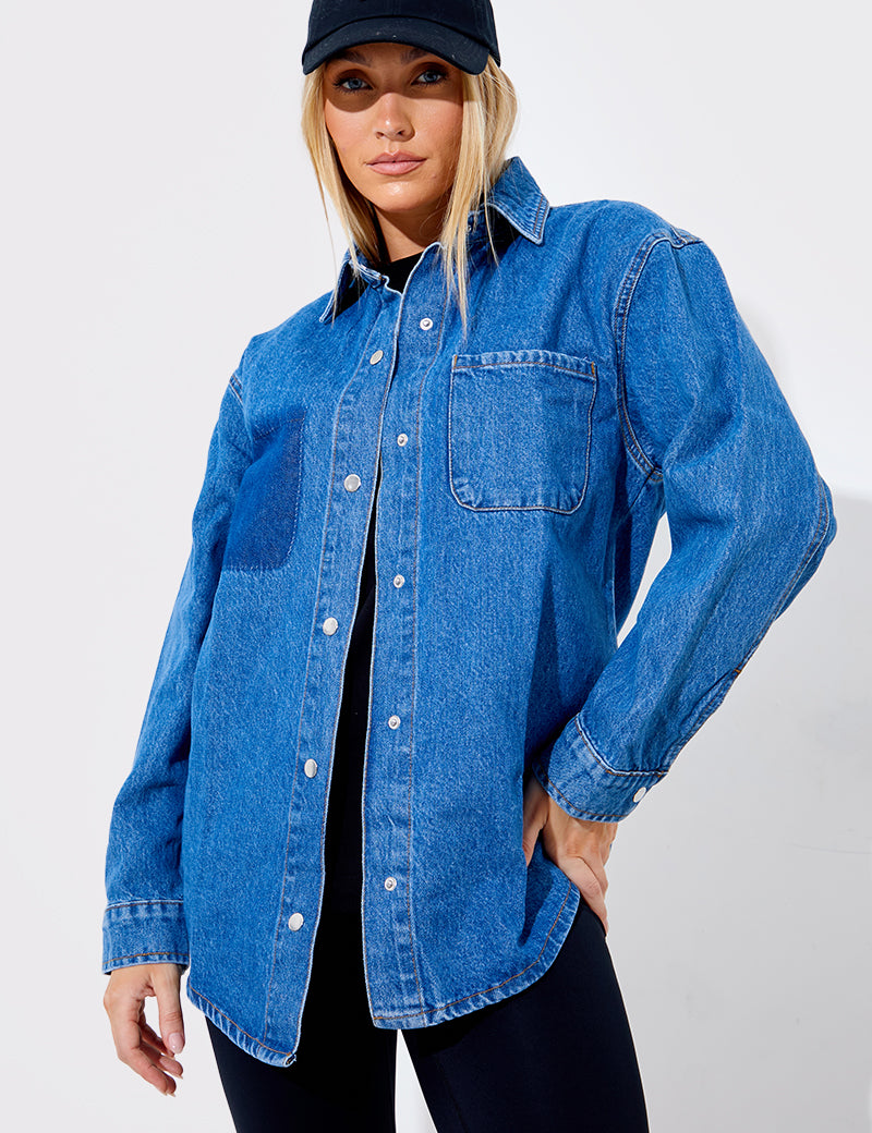 Denim Shirt With Contrast Pocket