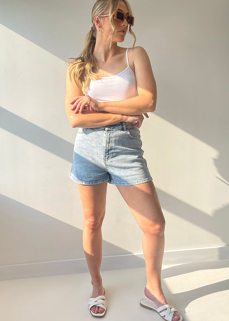 Light Wash Denim High Waist Shorts