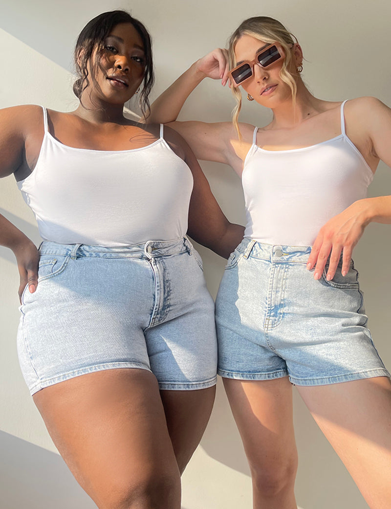 Light Wash Denim High Waist Shorts