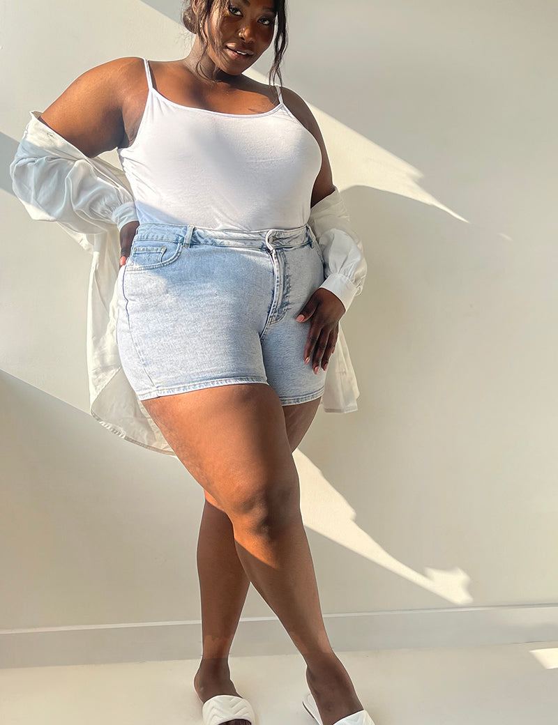 Light Wash Denim High Waist Shorts