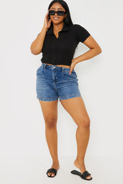 Mid Wash Denim Shorts