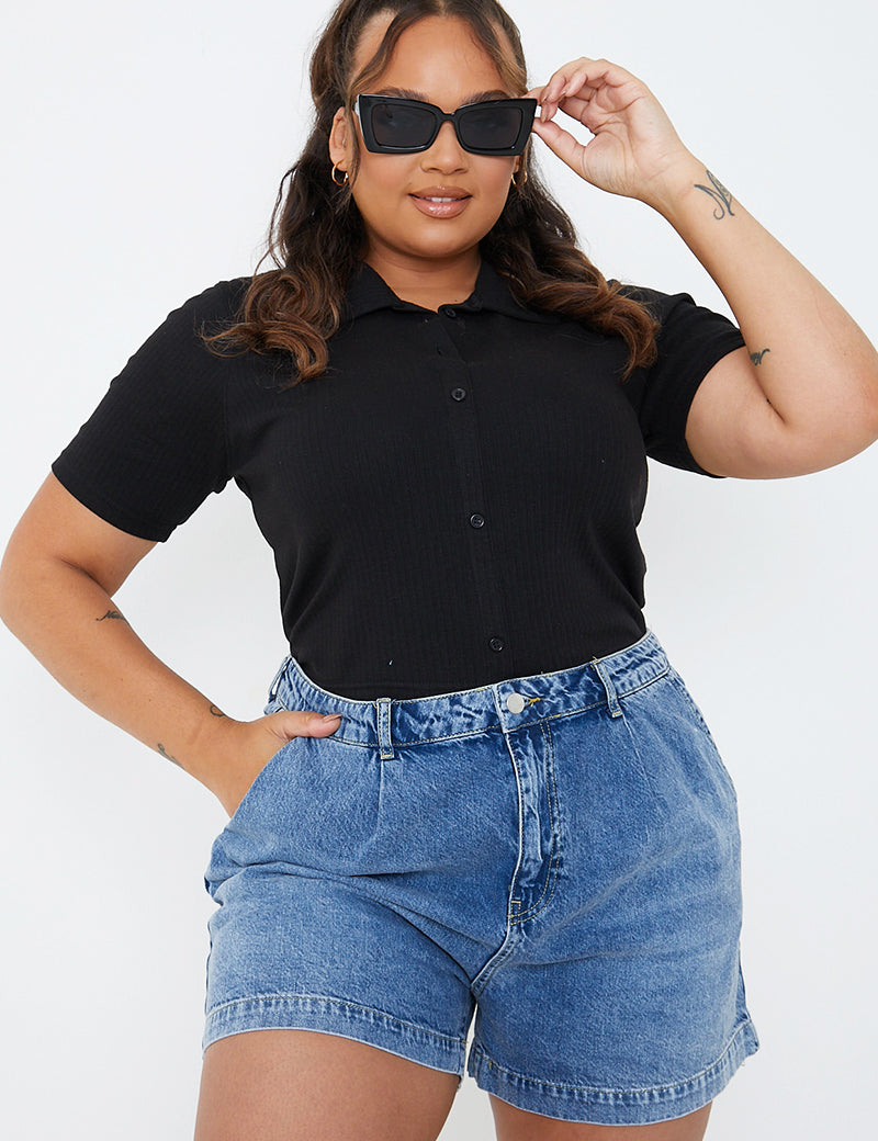 Mid Wash Denim Shorts