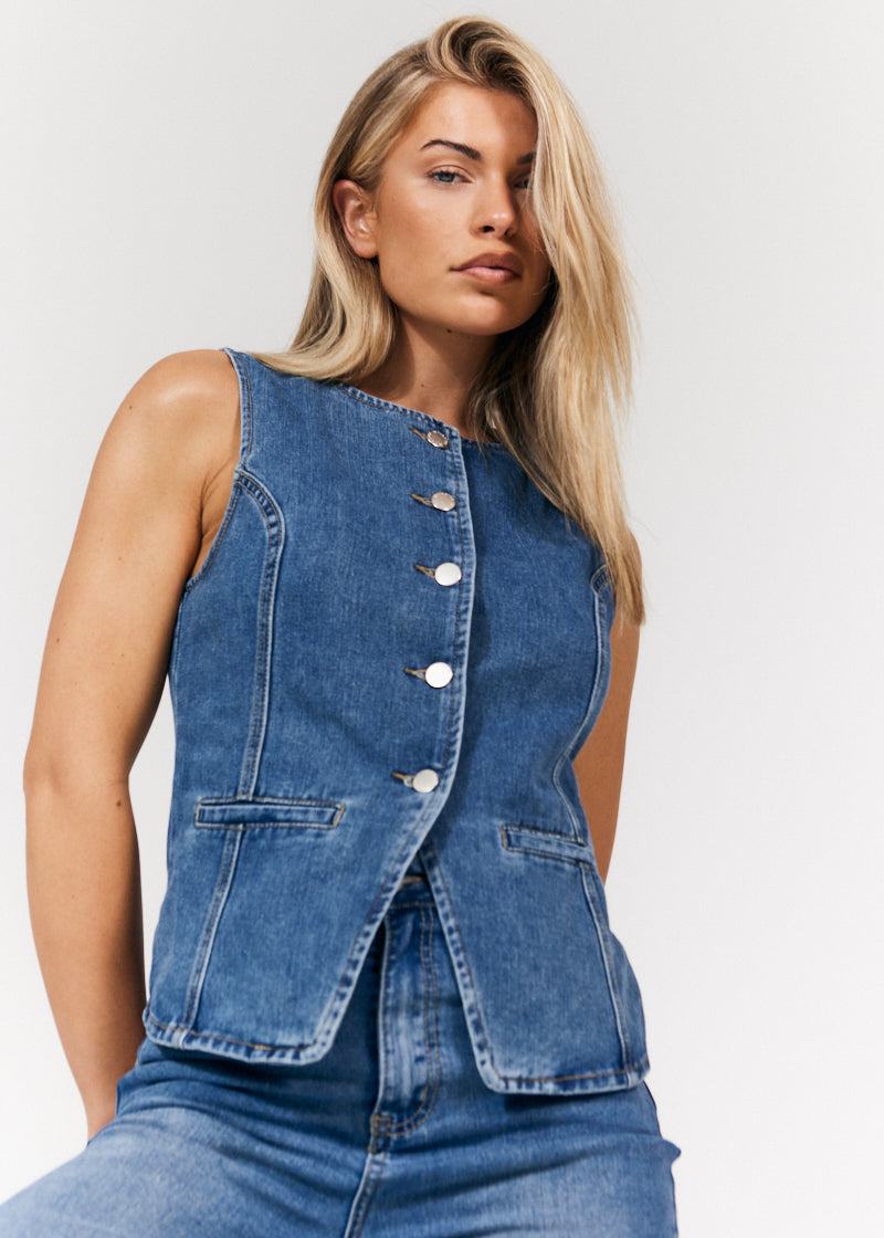 Denim Crew Neck Waistcoat