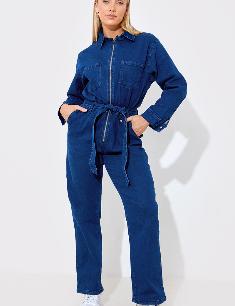 Zip Up Denim Boilersuit