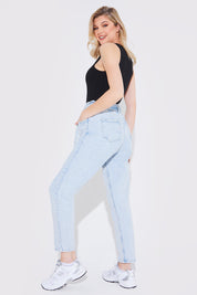 Light Wash Paperbag Tie Waist Jeans